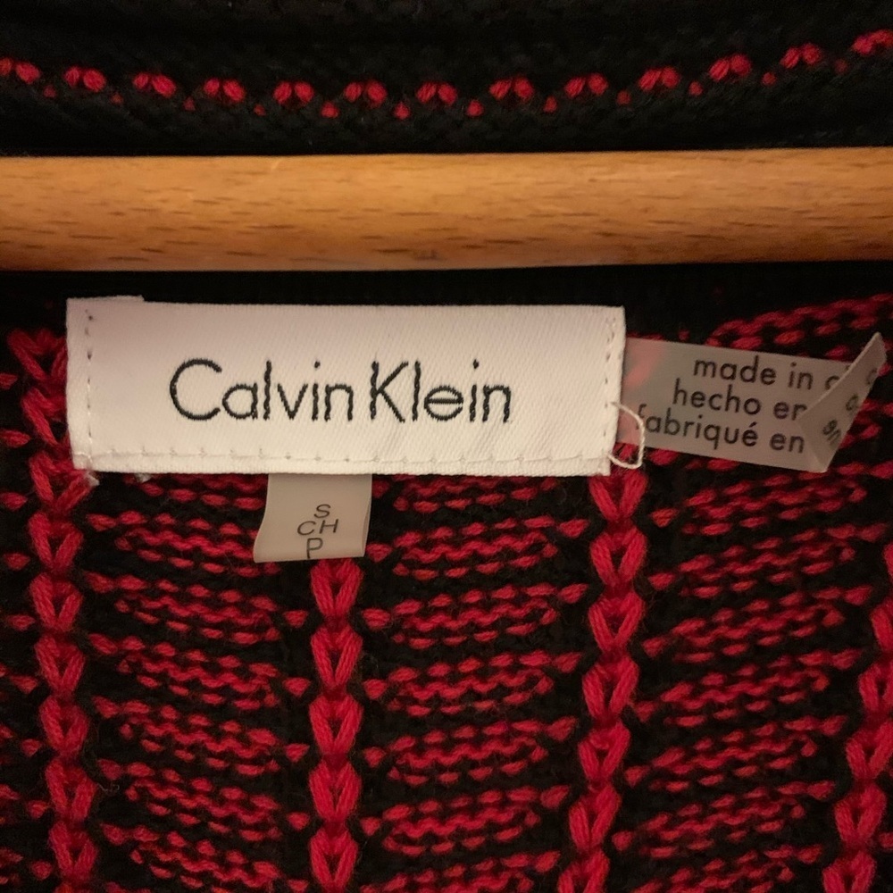Calvin Klein Red and Black Cowl Neck Knit Sweater Size Small - Picture 7 of 7